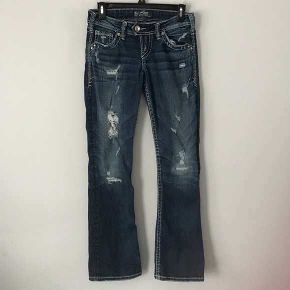 Silver Jeans Denim - Silver Jeans Tuesday distressed bootcut dark wash